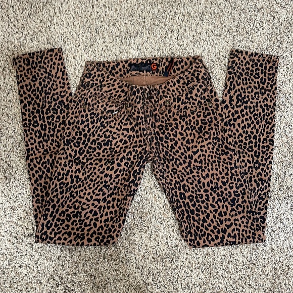 Cheetah Print Leopard Stretch Super Skinny Jeans Women US 25 - Picture 4 of 5